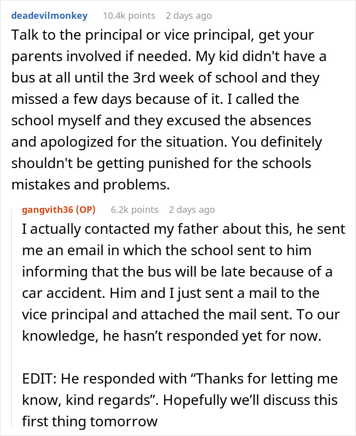 Student Mad Over 5 Days Of Detention After Their School Bus Is Late And They &ldquo;Fail&rdquo; To Report It