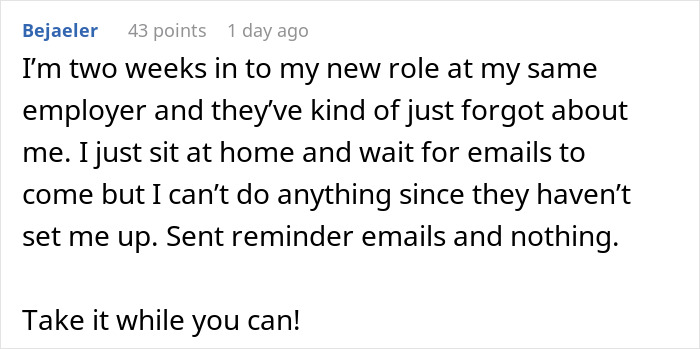 Person Worries About Getting Paid To Do Nothing, The Internet Shoves Some Sense Into Them