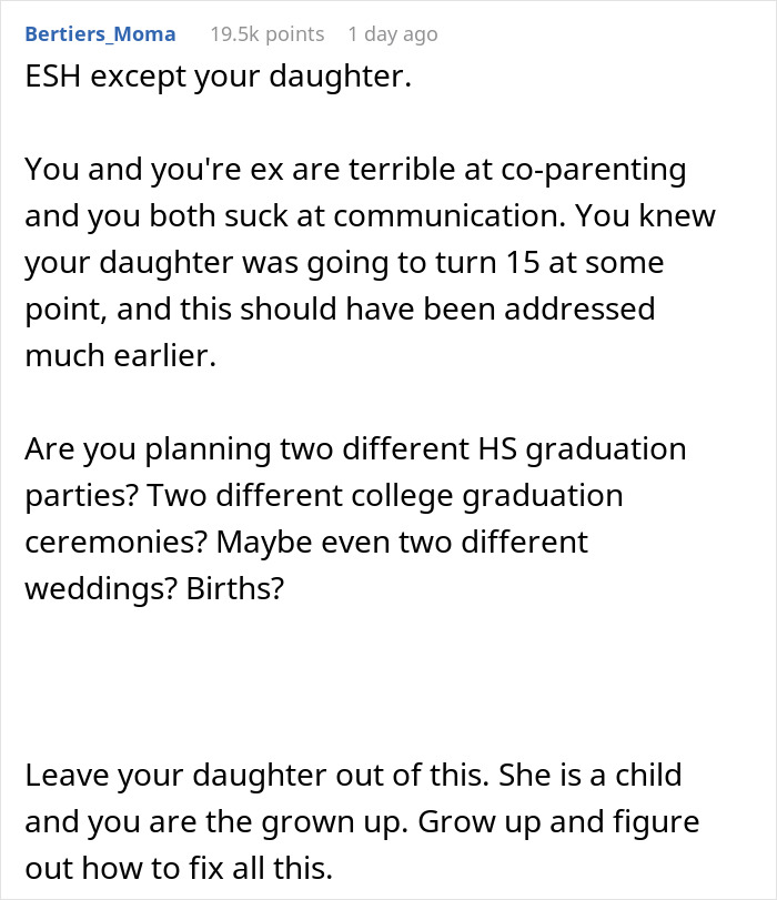 Guy&rsquo;s Ex Picks The Place For Their Daughter&rsquo;s 15th Birthday Party, He Refuses To Fund It