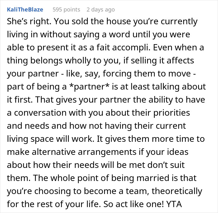 “Am I The Jerk For Selling Our House Without Informing My Wife?” “Am I The Jerk For Selling Our House Without Informing My Wife?”