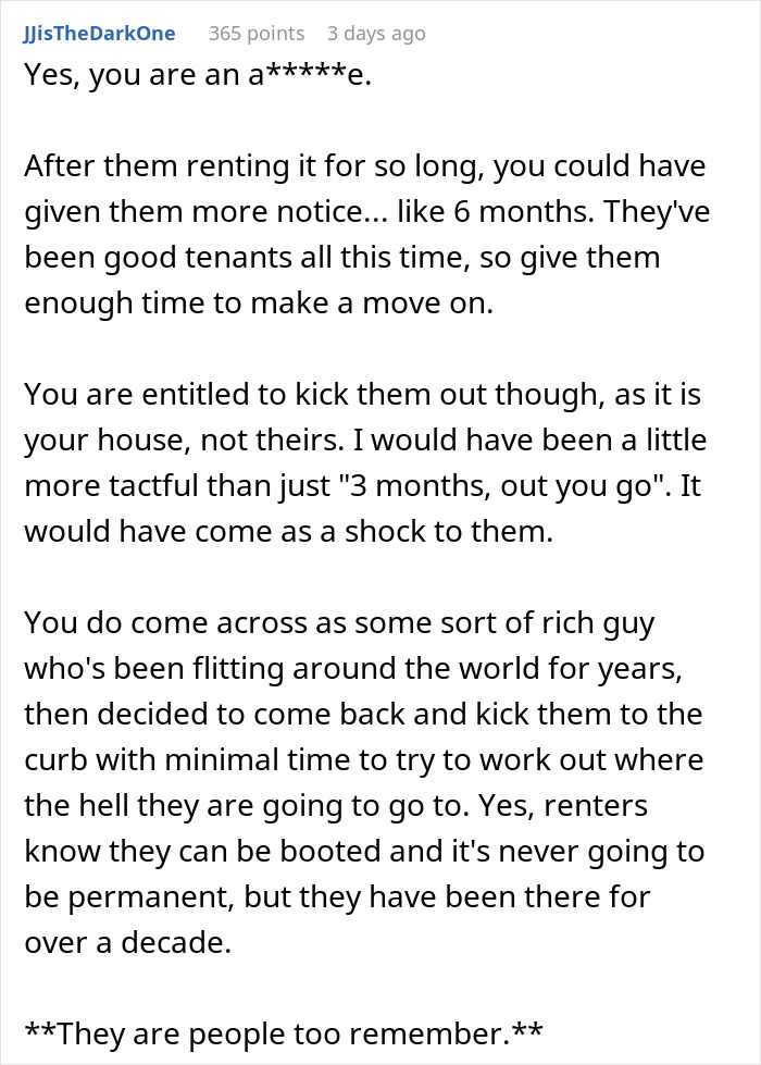 Woman Called Selfish For Wanting To Come Back To Her Own House After Renting It For 14 Years