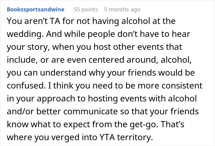 Bride Wants To Keep The Reasoning Behind Alcohol-Free Wedding Secret, Friends Put Her Under Fire Bride Wants To Keep The Reasoning Behind Alcohol-Free Wedding Secret, Friends Put Her Under Fire
