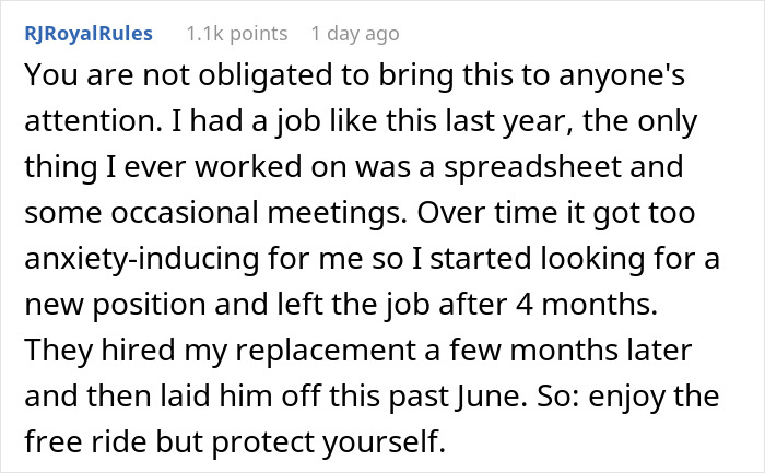 Person Worries About Getting Paid To Do Nothing, The Internet Shoves Some Sense Into Them