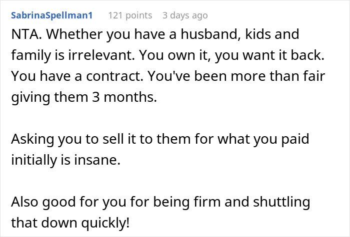 Woman Called Selfish For Wanting To Come Back To Her Own House After Renting It For 14 Years