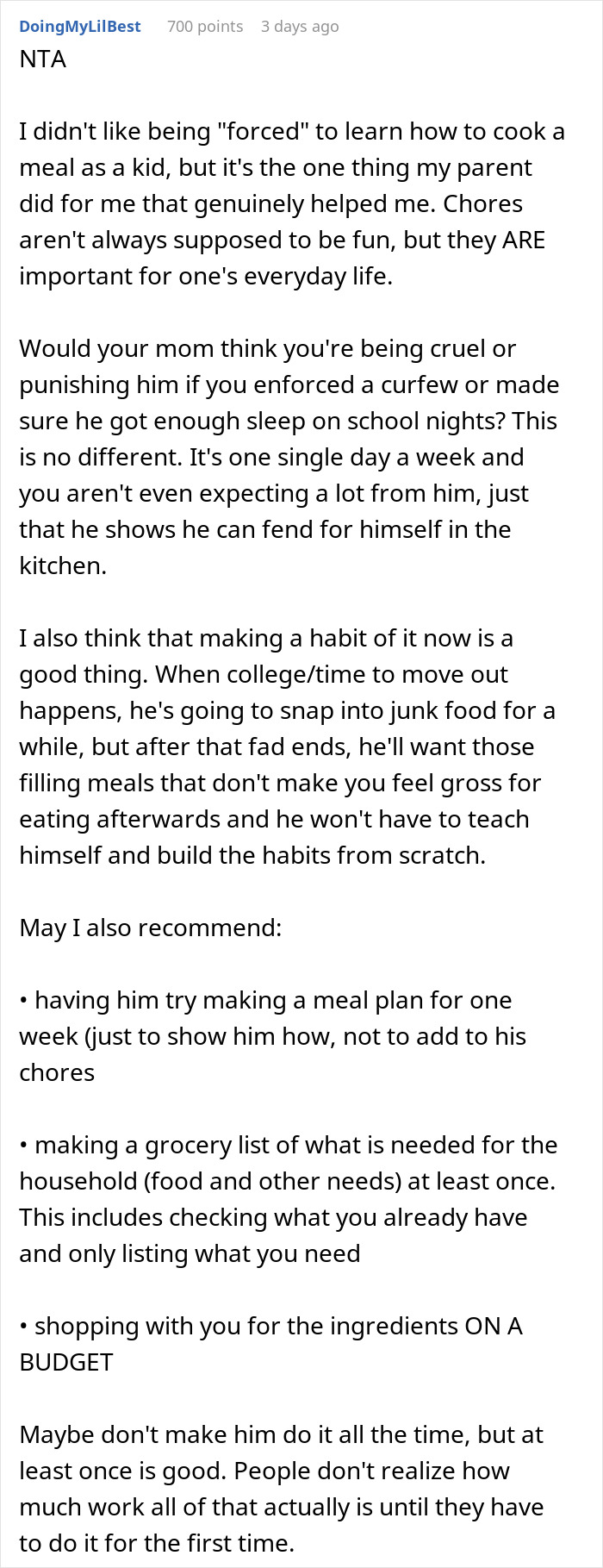 Woman Under Fire By Her Mother For Just Attempting To Teach 15 Y.O. Son Basics Of Cooking