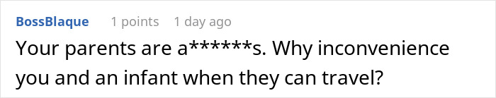 Woman Infuriates Her Parents By Not Going On A 10-Hour Flight So They Can See Their Grandbaby