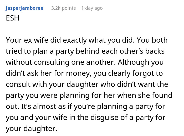 Guy&rsquo;s Ex Picks The Place For Their Daughter&rsquo;s 15th Birthday Party, He Refuses To Fund It