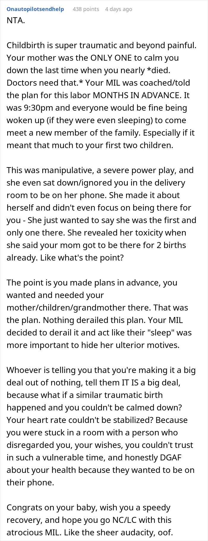 Woman Asks If She&rsquo;s Wrong For Saying Her MIL Is Dead To Her After She Ruined Plans Made Pre-Labor