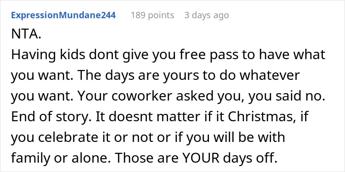 Internet Turns On Woman Who Refused To Swap Christmas Leave With Mom For No Reason Internet Turns On Woman Who Refused To Swap Christmas Leave With Mom For No Reason