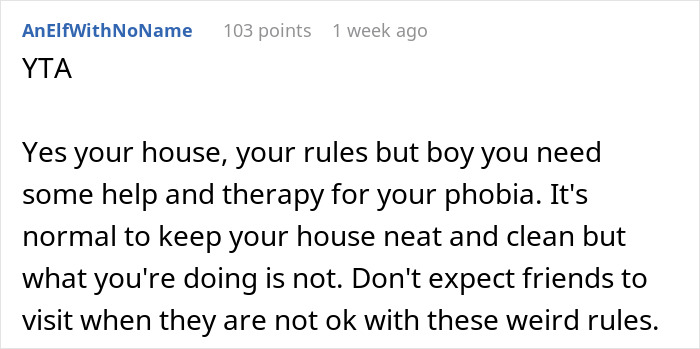 Man Can’t Accept That His One House Rule Is “Excessive And Unreasonable,” The Internet Disagrees