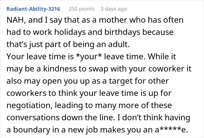 Internet Turns On Woman Who Refused To Swap Christmas Leave With Mom For No Reason Internet Turns On Woman Who Refused To Swap Christmas Leave With Mom For No Reason