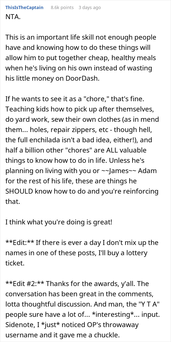 Woman Under Fire By Her Mother For Just Attempting To Teach 15 Y.O. Son Basics Of Cooking