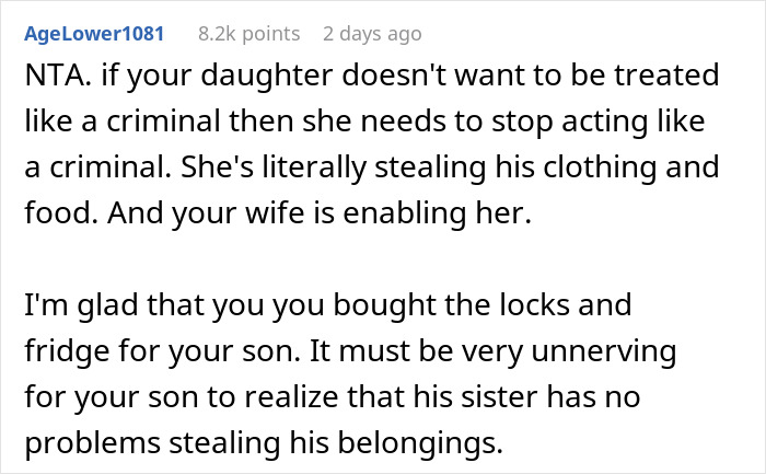 &ldquo;My Daughter Is Very Clearly Upset&rdquo;: Sister Keeps Stealing From Brother, Dad Buys Him A Lock
