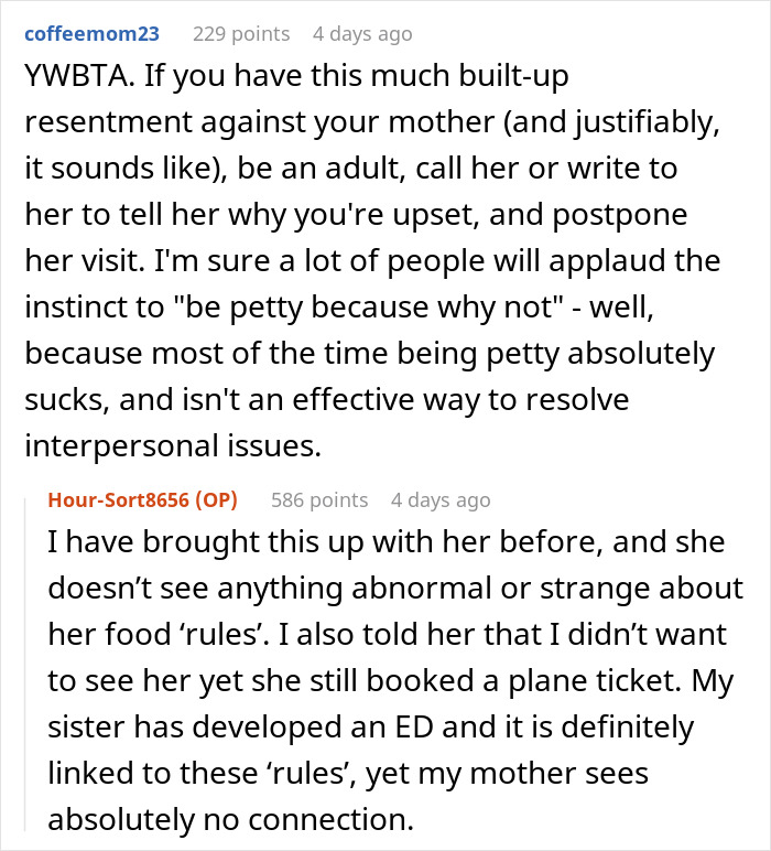 Woman Wants To Show Mom How Messed Up She Was With Her 'Food Rules' By Enforcing Them On Her