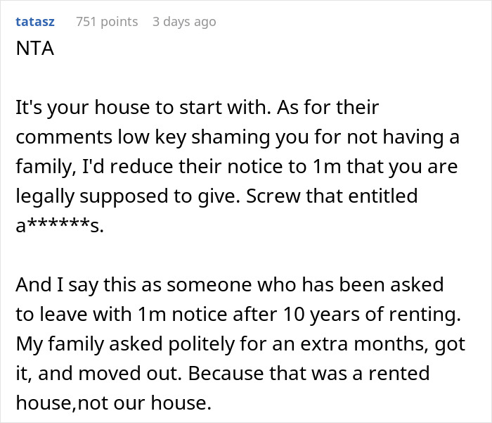 Woman Called Selfish For Wanting To Come Back To Her Own House After Renting It For 14 Years
