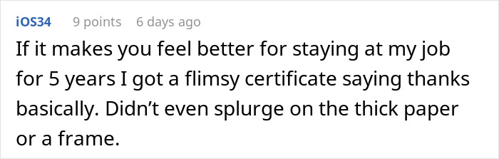 Worker Shares Pathetic Gift Coworker Received For 5-Year Perfect Attendance, Others Chime In Worker Shares Pathetic Gift Coworker Received For 5-Year Perfect Attendance, Others Chime In