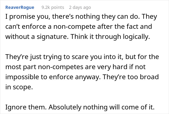 Company Tries To Stop Employee They Fired From Working For Their Competitors, They Ask For Advice Company Tries To Stop Employee They Fired From Working For Their Competitors, They Ask For Advice