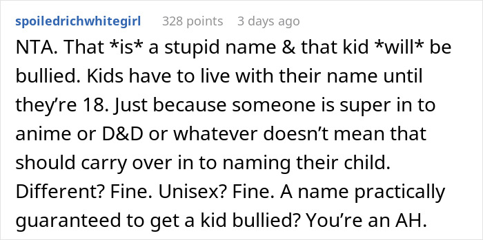Woman Supports BIL When He Worries That Kid Will Be Bullied Due To Wife&rsquo;s Chosen Name