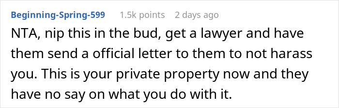 Screenshot of an online comment about property rights and refusing to cut down a hedge for a neighbor&rsquo;s Airbnb benefit.