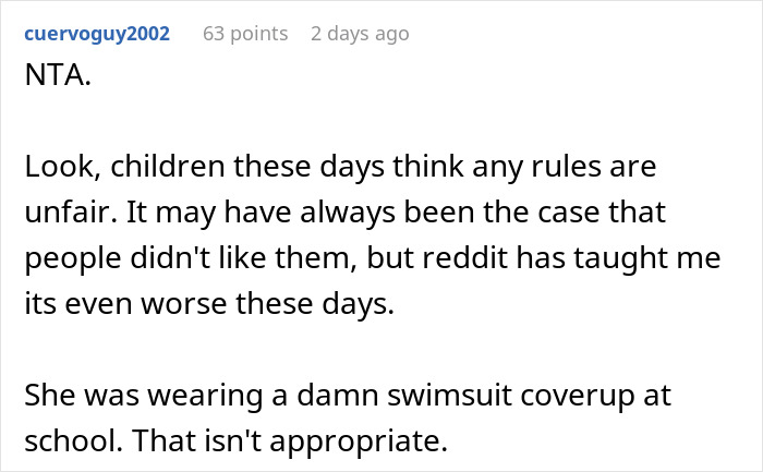 Parent Unwilling To Confront School For 'Dress Coding' Their Daughter, Gets Dubbed A Jerk Parent Unwilling To Confront School For 'Dress Coding' Their Daughter, Gets Dubbed A Jerk