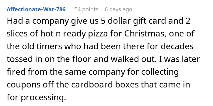 Worker Shares Pathetic Gift Coworker Received For 5-Year Perfect Attendance, Others Chime In Worker Shares Pathetic Gift Coworker Received For 5-Year Perfect Attendance, Others Chime In