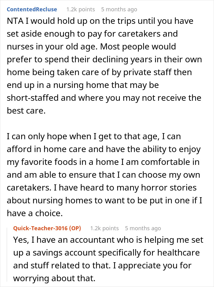 Reddit comments discussing a dad accused of robbing kids of inheritance over following family traditions debate care options.