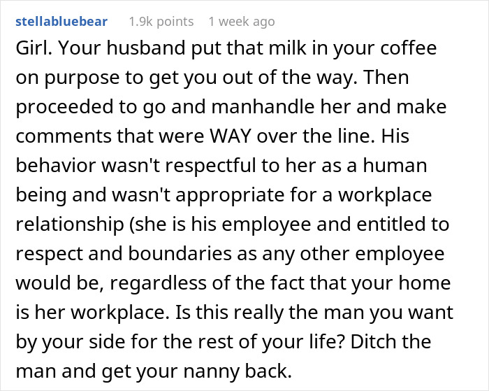 Nanny Quits Job After Husband Sees Her Naked And Doesn't Leave Her Alone