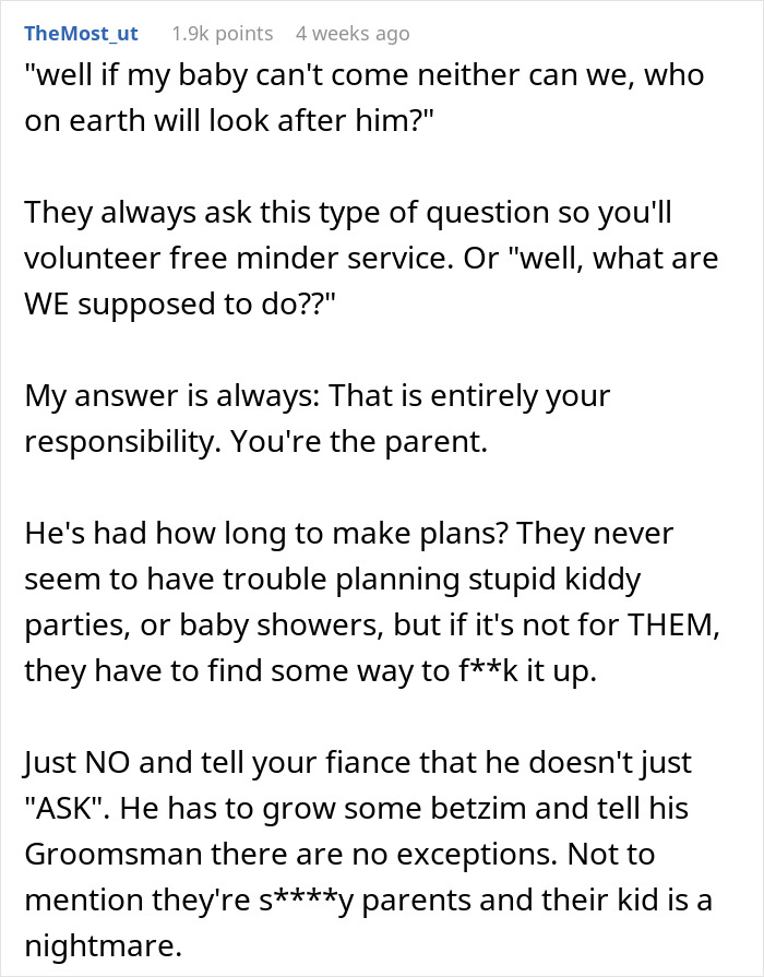 Groomsman Is Mad He Can't Bring His Baby Despite Bride Giving 2-Year Notice About Child-Free Wedding Groomsman Is Mad He Can't Bring His Baby Despite Bride Giving 2-Year Notice About Child-Free Wedding