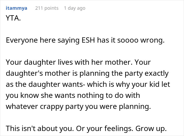 Guy&rsquo;s Ex Picks The Place For Their Daughter&rsquo;s 15th Birthday Party, He Refuses To Fund It