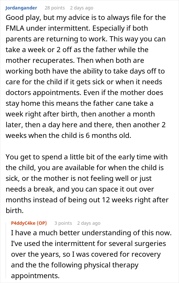 Boss Regrets Not Giving New Dad 1 Week Off After He Says He'll Be Taking 12