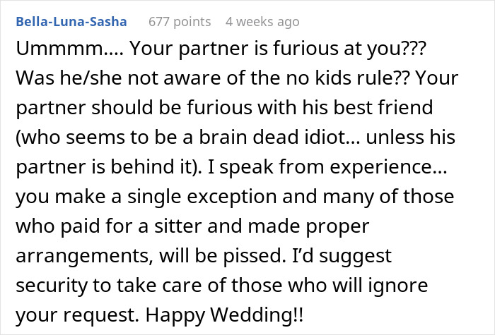 Groomsman Is Mad He Can't Bring His Baby Despite Bride Giving 2-Year Notice About Child-Free Wedding Groomsman Is Mad He Can't Bring His Baby Despite Bride Giving 2-Year Notice About Child-Free Wedding