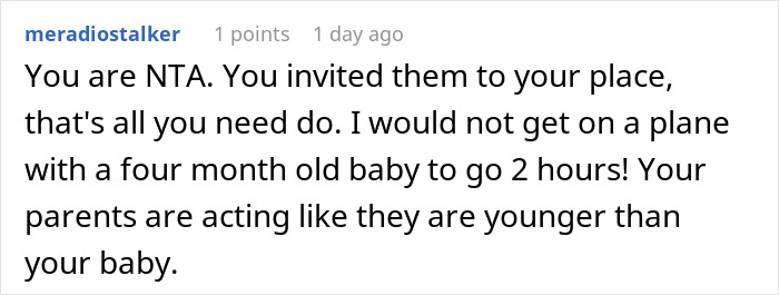 Woman Infuriates Her Parents By Not Going On A 10-Hour Flight So They Can See Their Grandbaby