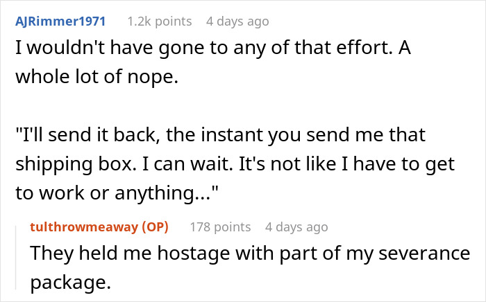 “Send My Laptop Back After A Layoff? OK”: Worker Maliciously Complies, Costing Company Hundreds “Send My Laptop Back After A Layoff? OK”: Worker Maliciously Complies, Costing Company Hundreds