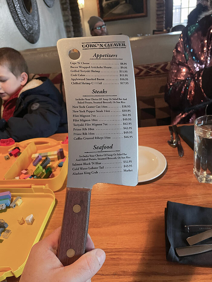 My Menu Was On An Actual Meat Cleaver