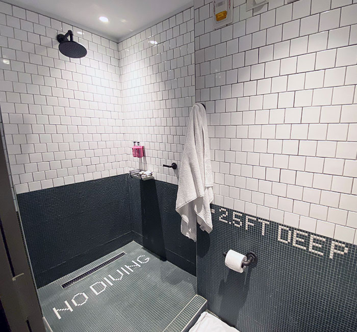 Our Hotel Shower Is Designed Like A Swimming Pool