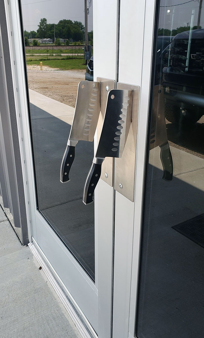 My Local Butcher's Shop Has Knife Handles For The Entry