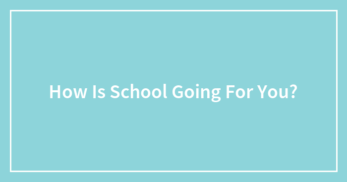 How Is School Going For You?