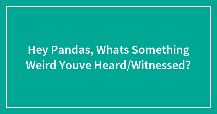 Hey Pandas, Whats Something Weird Youve Heard/Witnessed?