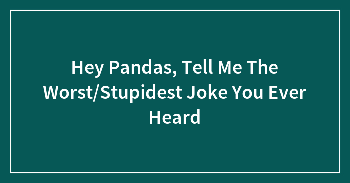 Hey Pandas, Tell Me The Worst/Stupidest Joke You Ever Heard