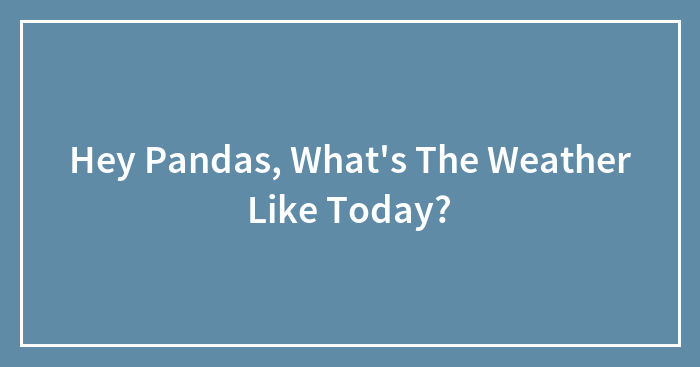 Hey Pandas, What’s The Weather Like Today? (Closed)