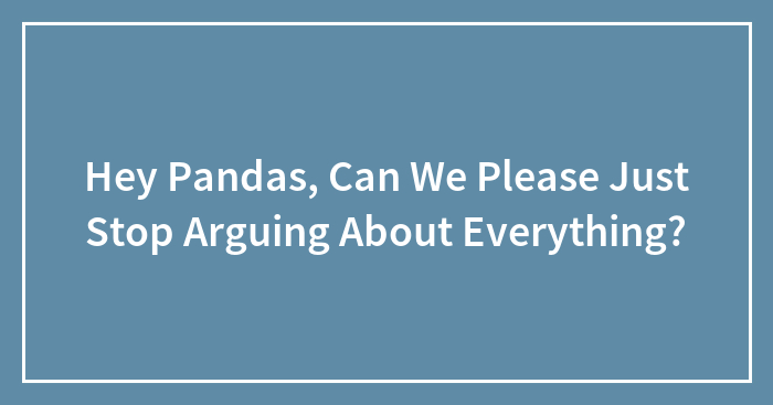 Hey Pandas, Can We Please Just Stop Arguing About Everything?