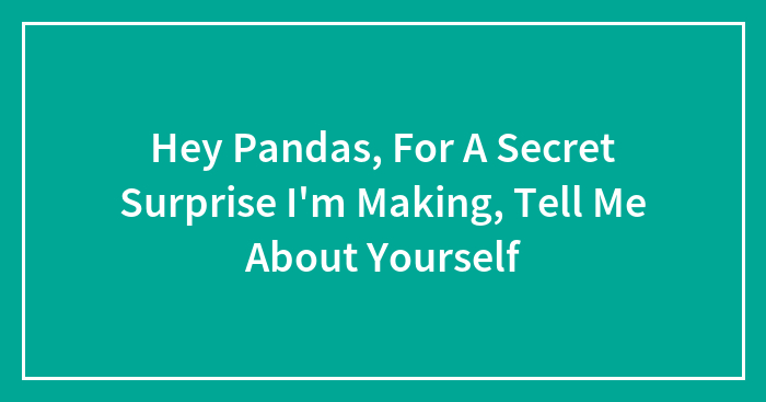 Hey Pandas, For A Secret Surprise I’m Making, Tell Me About Yourself