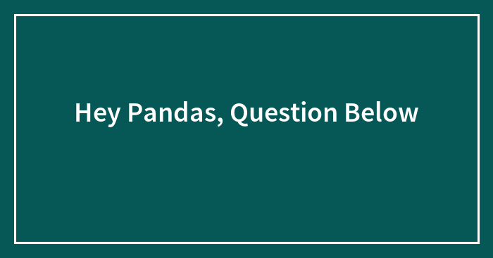 Hey Pandas, Question Below ⬇️