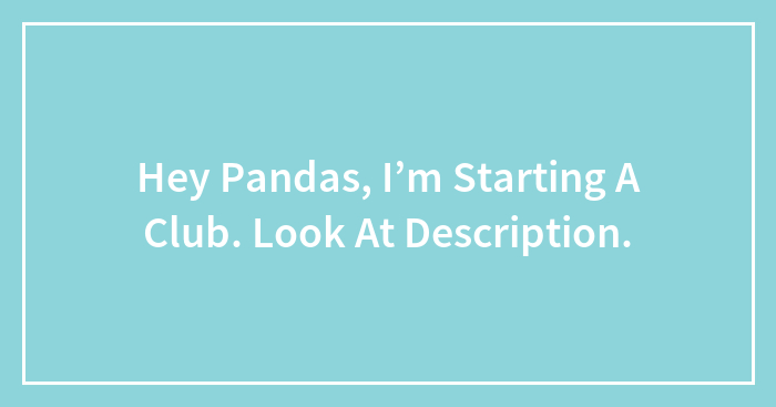 Hey Pandas, I’m Starting A Club. Look At Description.