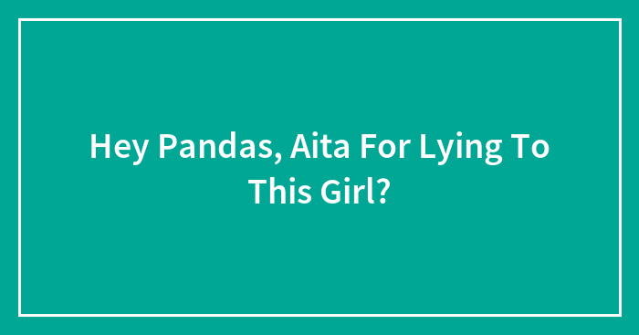 Hey Pandas, Aita For Lying To This Girl?