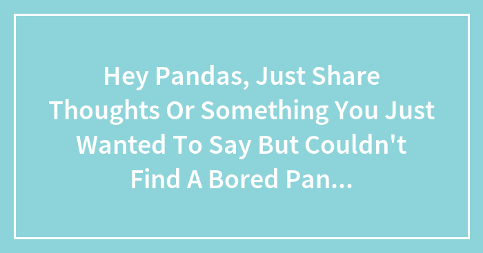 Hey Pandas, Just Share Thoughts Or Something You Just Wanted To Say But Couldn’t Find A Bored Panda Section For.