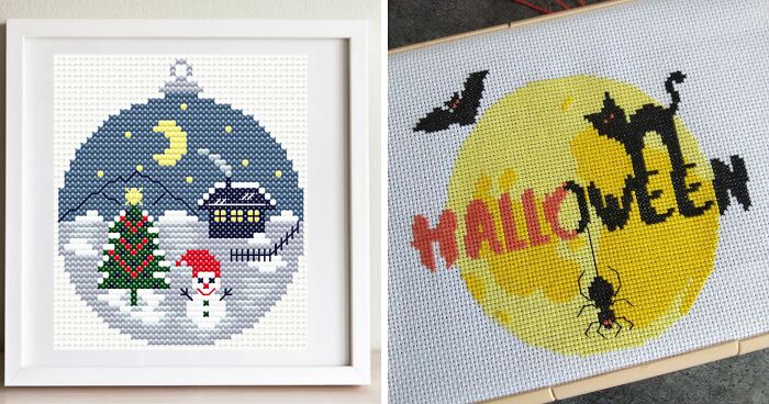 My Cross-Stitch Patterns For The Upcoming Holidays (14 Pics)
