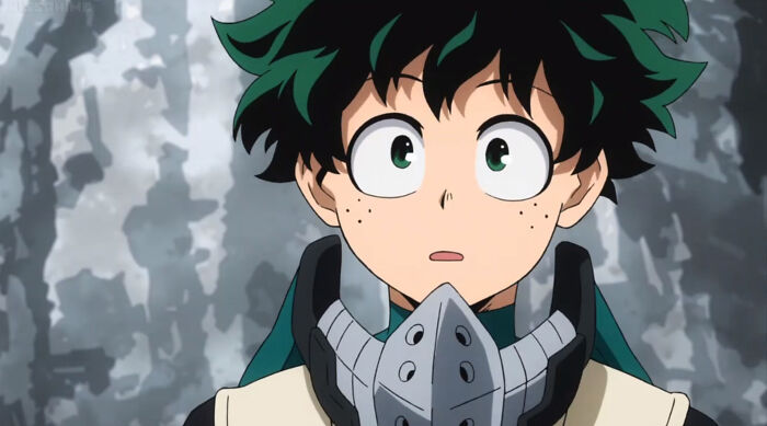 Izuku Midoriya from My Hero Academia looking surprised