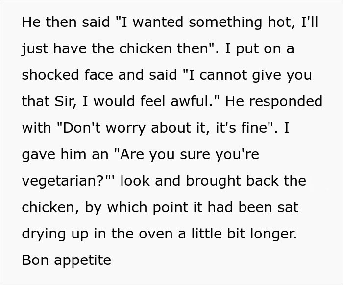 Flight Attendant Maliciously Complies With Fake Vegetarian’s Order, Makes Him Regret His Lies Flight Attendant Maliciously Complies With Fake Vegetarian’s Order, Makes Him Regret His Lies