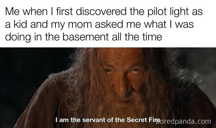 Gandalf meme humorously referencing Middle Earth with a basement joke.